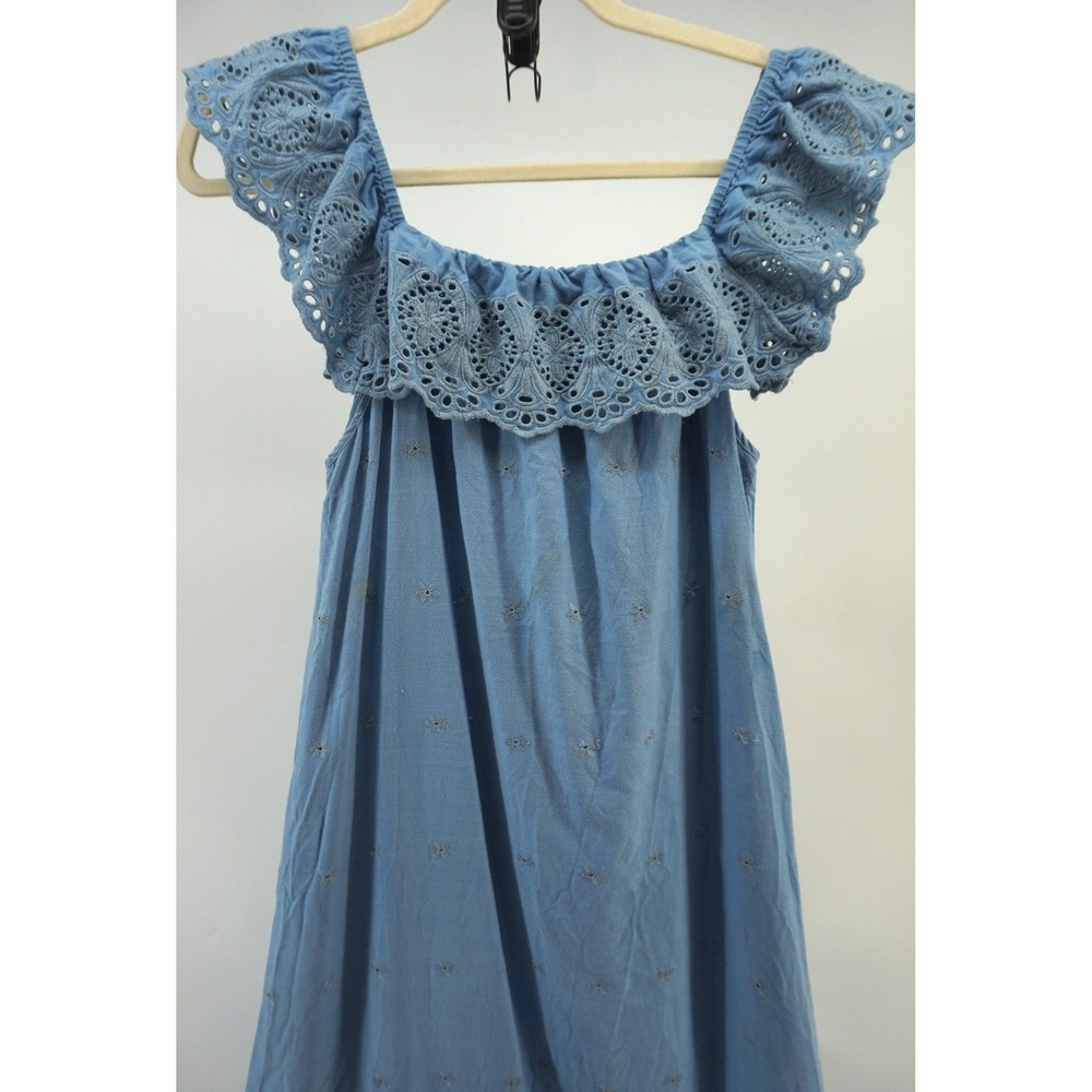 Christy Dawn Mairin Eyelet Maxi Dress Cottagecore Prairie Boho Ruffle Blue OS - Picture 8 of 15
